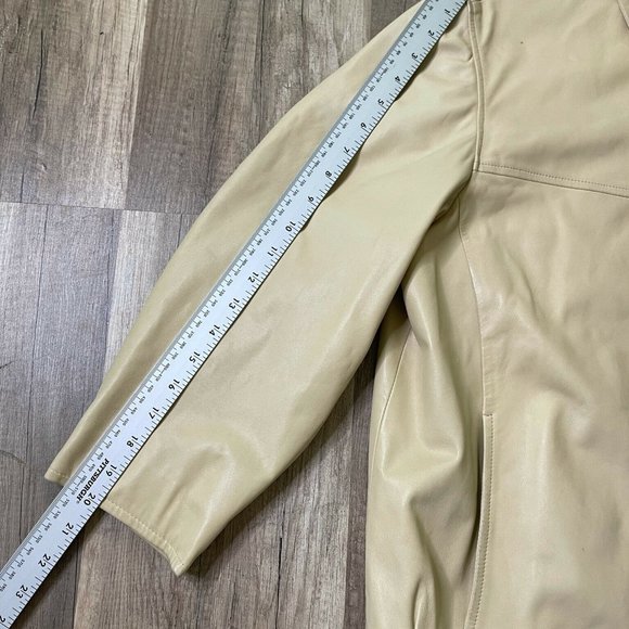 Bruno Magli Womens Ivory Real Leather Collared Full Zip Bomber Jacket Size 42 - Picture 8 of 12